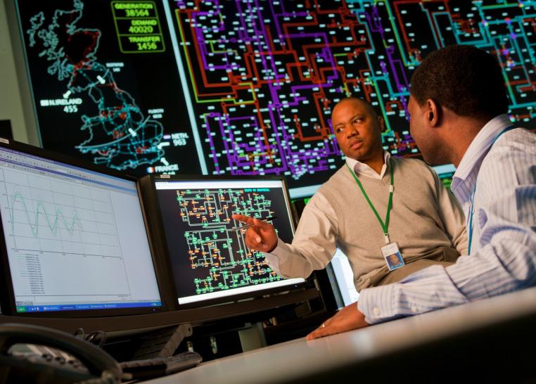 National Grid ESO Control Centre - employee at computer