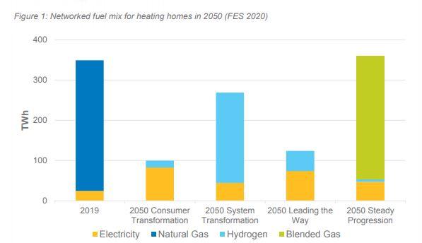 National Grid ESO - FES BTG networked fuel mix diagram