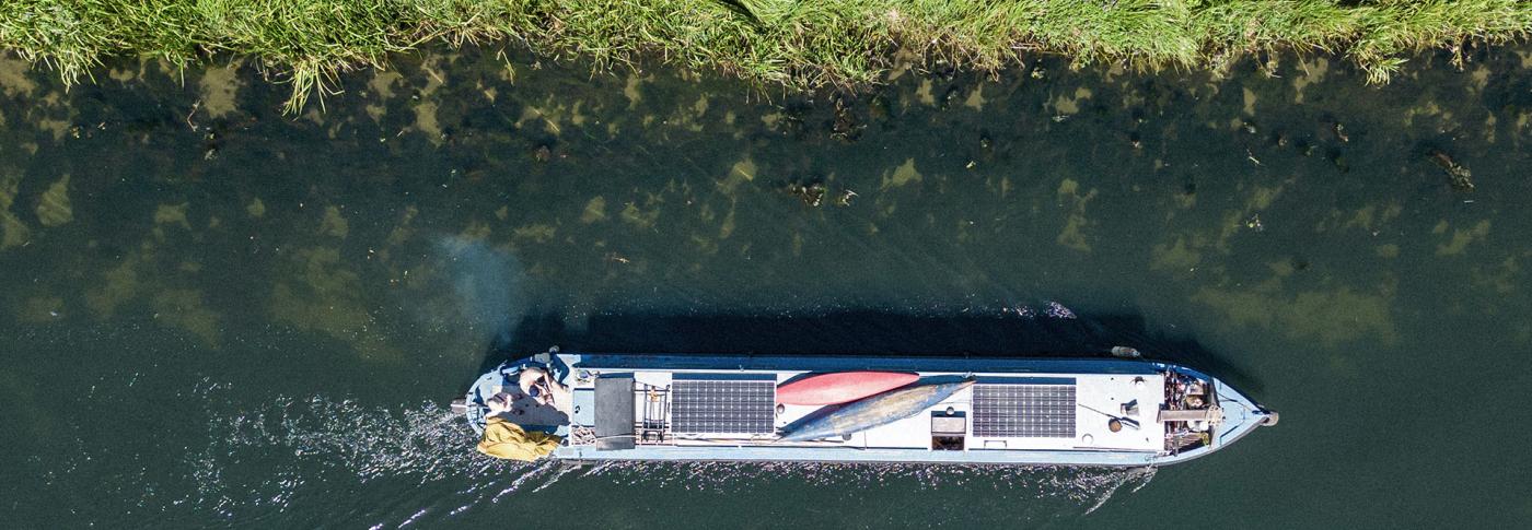 canal barge cruising on the water