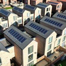 Solar panels on roofs of homes
