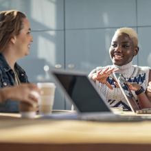 happy team working together in meeting