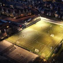 Football pitch in the dark