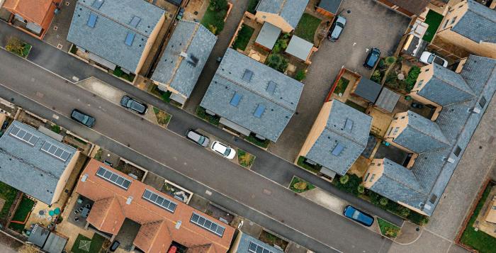 Arial view of residential street