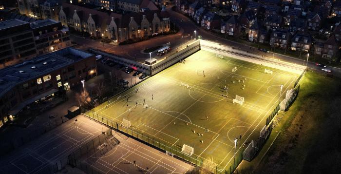 Football pitch in the dark