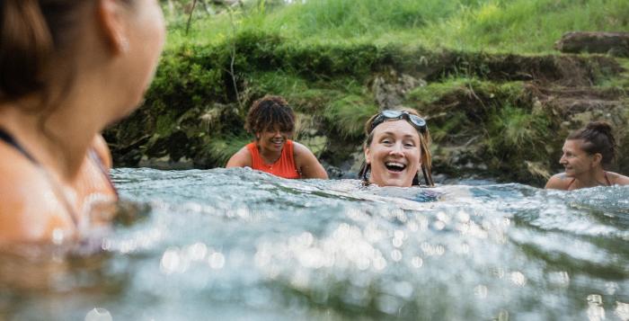 People open water swimming