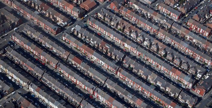Rows of houses arial image